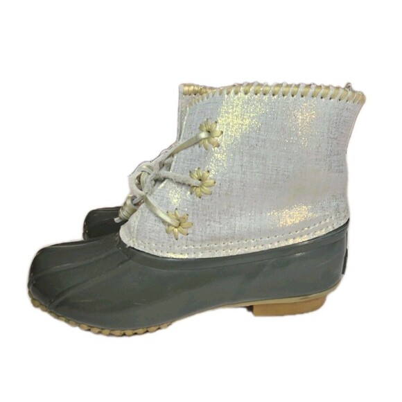 Jack Rogers Chloe Duck Rain Boots Olive Green Gold Sz 7 Shimmery Waterproof - Picture 5 of 15